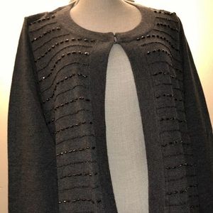 TALBOTS WOMEN'S PETITES Gray Beaded Open Hook